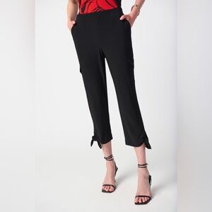 Joseph Ribkoff Pants Joggers NWT Bow Detail at Hem Black Size 4 Side Pockets